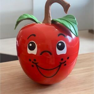 Vintage Fisher-Price Happy Apple Red Chime Wobble Toy, Chime Works